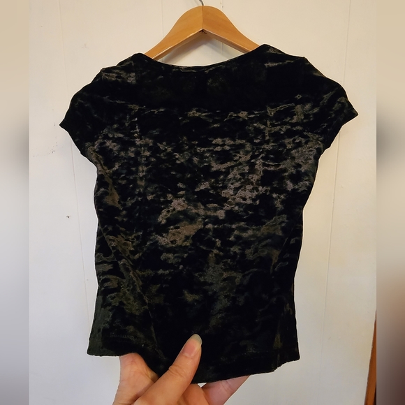 Black Velvet Cinched Crop Top - Picture 6 of 7